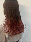 韓国風ゆる巻き×グラデーションカシスレッド