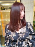 美髪ピンクブラウンエアリーロング丸型卵型四角ベース逆三角前髪