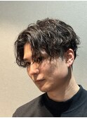 センターパートミックスパーマ/スパイラルパーマ/刈り上げ
