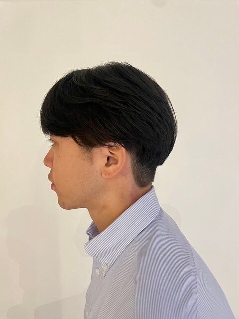 MEN'SHAIRアッシュブラックツーブロックマッシュ