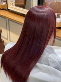 チェリーレッドカラー髪質改善カラー美髪日吉