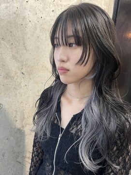 ムード(mood) インナーカラー/ホワイト/顔周りレイヤー/レイヤーカット