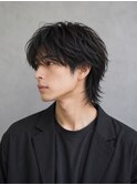 シースルーマッシュウルフ＆フェザーパーマ＆毛流れパーマ