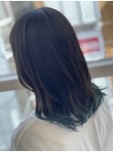 ミディアムヘア/グラデーションカラー/グリーンカラー