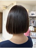 大人かわいいあごラインワンレンボブ/サラサラツヤ髪ストレート