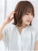 外ハネボブ 小顔カット ベージュカラー ぱっつん前髪