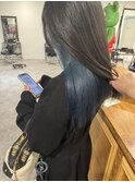 20代30代大人可愛い透明感インナカラーインディゴブルー