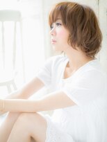 大波純一美容室パーティハン&nbsp;大人可愛いアプリコットオレンジボブパーマa小山10代20代