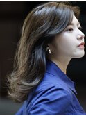 大人ナチュラルセミロング×柔らかワンカール３０代４０代５０代