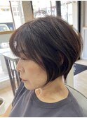 ショートボブ/大人ショート/レザーカット/弘前市