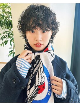 ホロ 渋谷(hollo) マッシュショートウルフ、パーマプードルパーマ