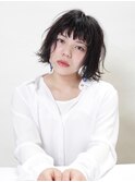 ルーズヘア/くせ毛風/黒髪/外ハネミディアム/たまプラーザz2