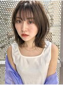 外ハネゆるウェーブ　小顔　透けバング　レイヤー