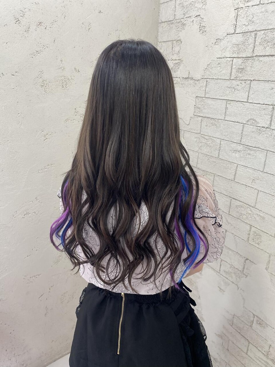 シールエクステでブルー、パープルのイヤリングカラー錦糸町北口