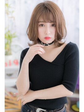 ミック ヘアアンドメイク アップ 駒込店(miq Hair&Make up) 女度UPの抜け感ヘア◎透けバングくびれカールウルフボブc1