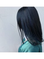 リトルガーデン(Little Garden)&nbsp;ブルーブラック/透明感カラー切りっぱなしストレート◇20代30代