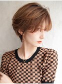 大人可愛い20代30代40代黒髪前下がりショートボブ丸みショート◎