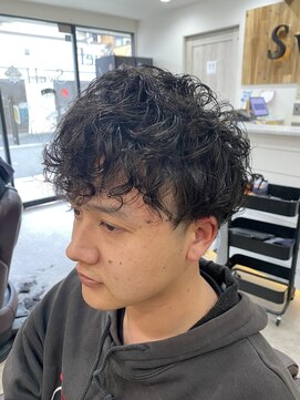 スウェル 船橋店(Swell) MEN'S/マッシュパーマ/ウルフ/アッシュブラック/カルマパーマ1