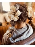 着物ヘアセット、ヘアアレンジ
