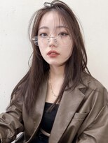 ビーチ(BEACH) 柔らかベージュロングレイヤーかきあげバングストレートヘア