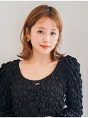 外ハネ/切りぱなしボブ/エアリー/明るめブラウン