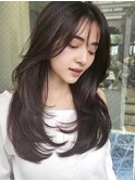面長さんにオススメ！シースルーバングレイヤーカット