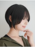 大人可愛い20代30代40代黒髪前下がりショートボブ丸みショート◎