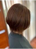 丸みショートボブ/絶壁解消/ナチュラルブラウン/レイヤーカット