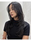 ミディアムヘア暗めカラーハイレイヤーカット10代20代