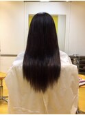 編み込みで重め黒髪ロング☆彡
