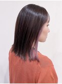 切りっぱなしボブ インナーカラー ペールピンク