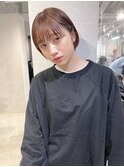 斜めバング/グレージュカラー/デザインカラー/シルキーベージュ