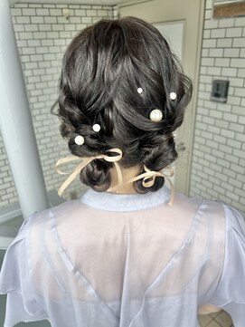 フェリーチェ(Felice) ツインヘア　パールピン　リボン　パーティヘア　お呼ばれヘア