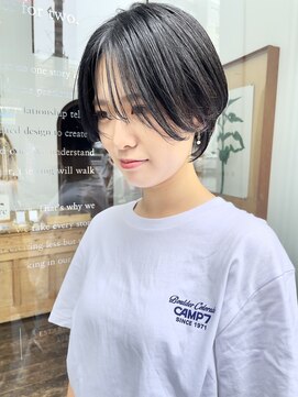 ヌード(NUDE) NUDE 前髪カット黒髪 ハンサムショート ショートボブ