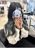 推しカラー イヤリングカラー  ロングヘア