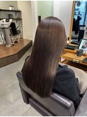 艶髪ストレート×ロング×グレージュ×髪質改善【広島】