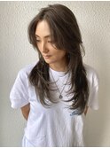 外国人風レイヤー×オリーブグレージュ　ブリーチなし