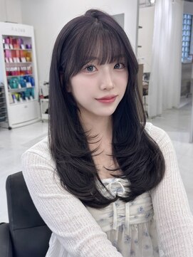 ハピネス 梅田茶屋町店(HAPPINESS) 韓国ヘア/顔周りカット/ブリーチなし/ラベンダーグレージュ