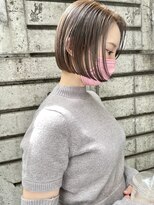 ケンジ 横浜(KENJE) ミルクティーグレージュ/ダブルカラー/切りっぱなしボブ