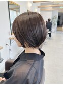 20代30代丸みショート・ラテベージュ・髪質改善カラー