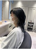 インナーカラー　シルバー　ウルフカット