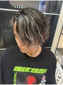メンズ緩めナチュラルスパイラルハイライトメッシュウルフ☆