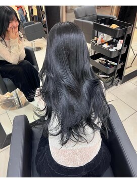 アクアオモテサンドウ(ACQUA omotesando) ☆ブリーチなし透明感ブルーブラックアッシュカラー韓国風黒髪