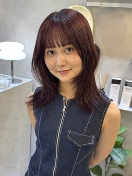 ジーナ 天神(Zina) 韓国ヘア/顔まわり/レイヤーカット/ボルドーブラウン