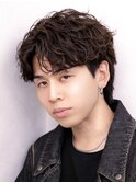 短めセンターパート　シャドウパーマ