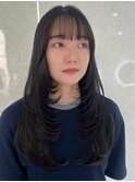 ハイライトカラーミルクティーベージュレイヤーカット
