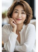 白髪ぼかしハイライトカラー+大人ボブ【AVANCE  EGAO】髪質改善