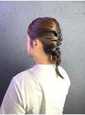 くるりんぱアレンジ結婚式ヘアセット池袋韓国ヘアアレンジ