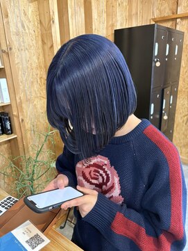 アフターニュース 新潟(afternews) ボブ/ネイビーブルー/ブリーチ/ダブルカラー/新潟