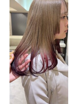サンチャサロン(sancha salon) ミルクティーベージュ×裾カラーボルドー